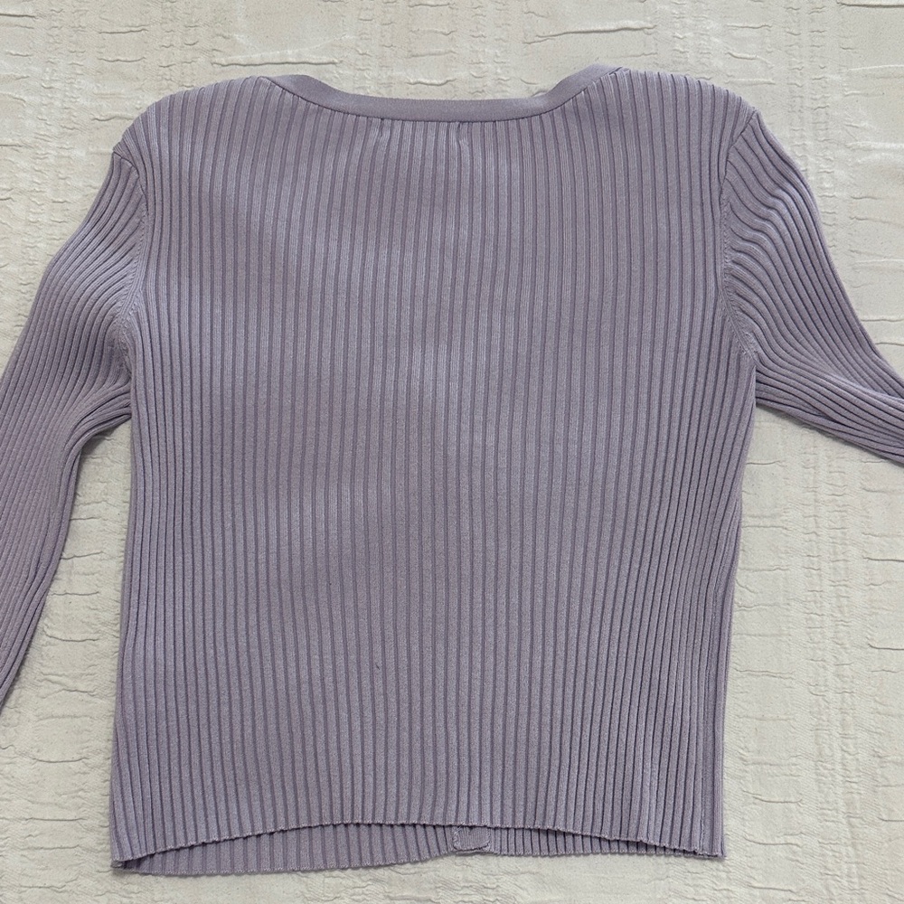 H&M Lilac Ribbed V-Neck Buttoned Cardigan - Picture 6 of 6